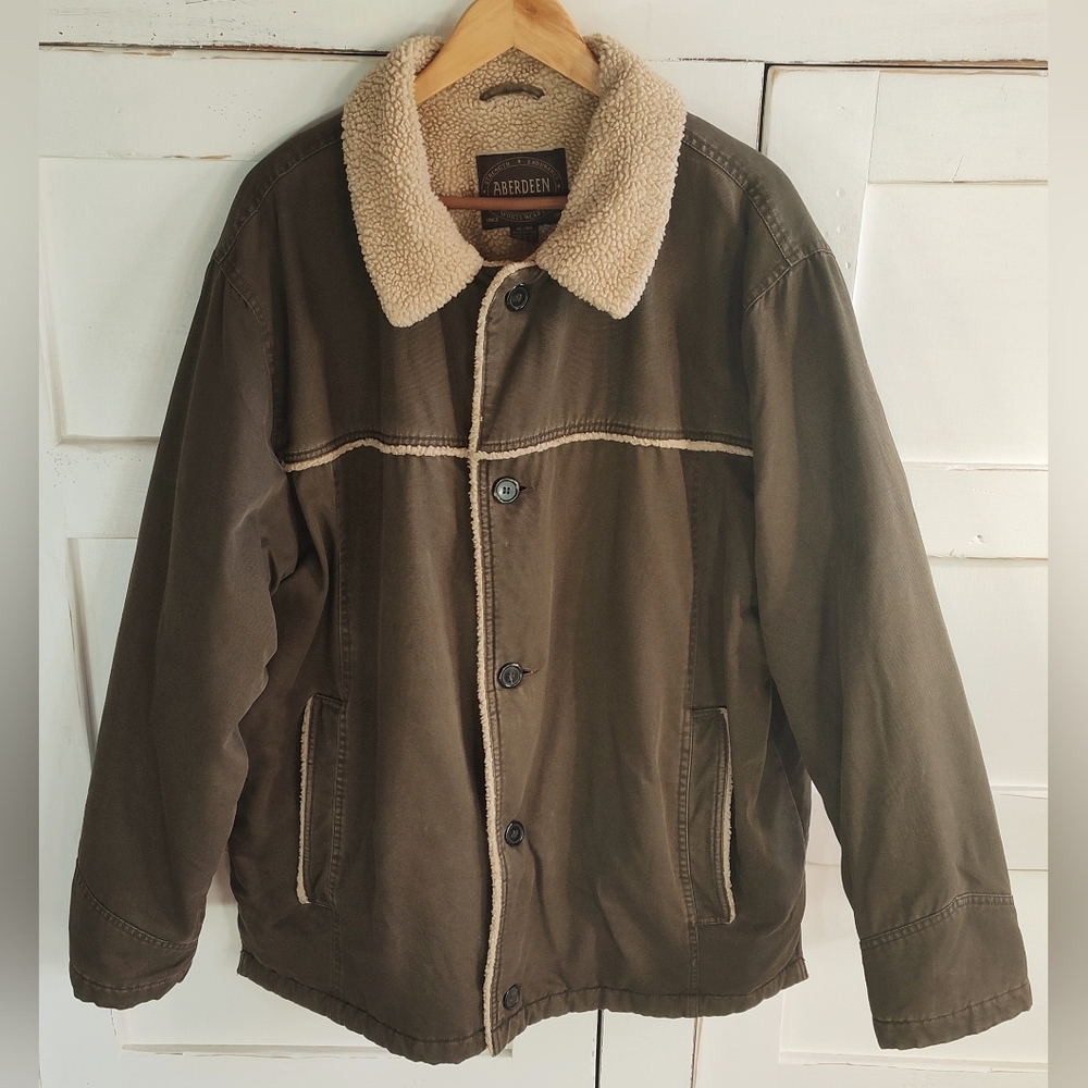 Vintage Aberdeen Olive Brown Barn Chore Farm Work Utility Coat | XL